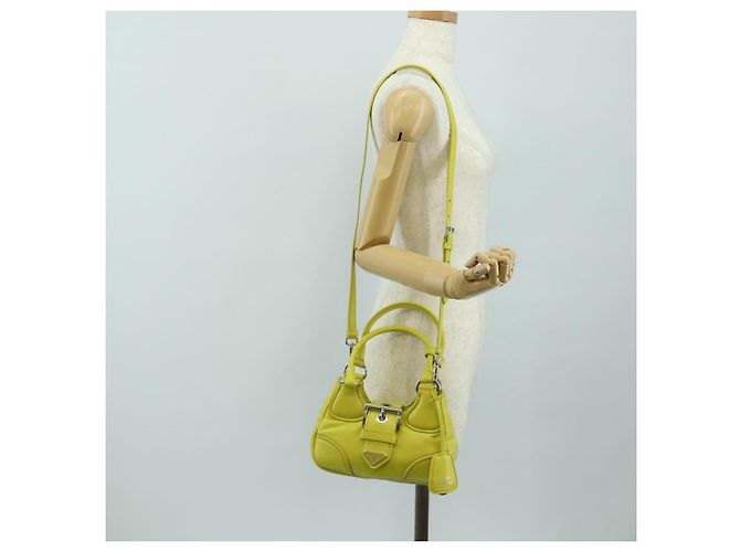 Borsa PRADA in pelle 2way Giallo Argento Auth 184870SAM - vista 29