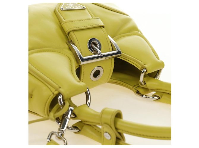 Borsa PRADA in pelle 2way Giallo Argento Auth 184870SAM - vista 6