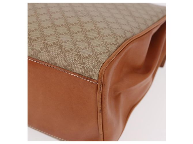 Céline Borsa CELINE Macadam Canvas PVC Beige Oro Auth 186876 D'oro - vista 17