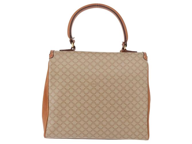 Céline Borsa CELINE Macadam Canvas PVC Beige Oro Auth 186876 D'oro - vista 2
