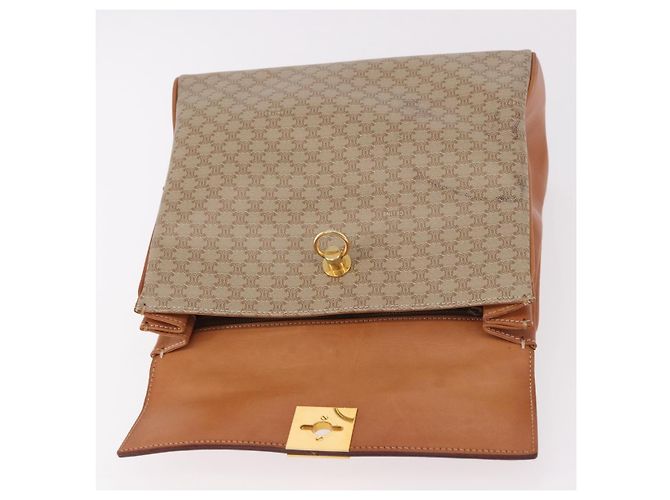 Céline Borsa CELINE Macadam Canvas PVC Beige Oro Auth 186876 D'oro - vista 20
