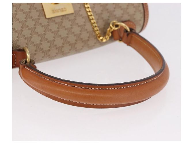 Céline Borsa CELINE Macadam Canvas PVC Beige Oro Auth 186876 D'oro - vista 7