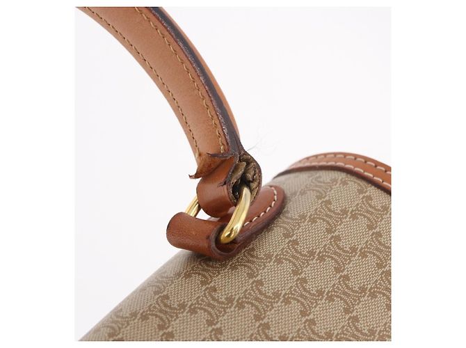 Céline Borsa CELINE Macadam Canvas PVC Beige Oro Auth 186876 D'oro - vista 8
