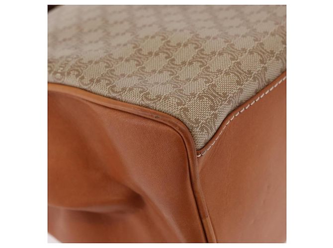 Céline Borsa CELINE Macadam Canvas PVC Beige Oro Auth 186876 D'oro - vista 9