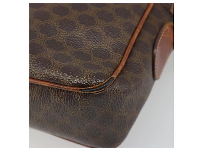 Céline Borsa a Spalla CELINE Macadam Canvas PVC Pelle Marrone Oro Auth 186814 D'oro - vista 16
