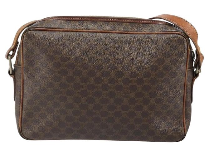Céline Borsa a Spalla CELINE Macadam Canvas PVC Pelle Marrone Oro Auth 186814 D'oro - vista 2