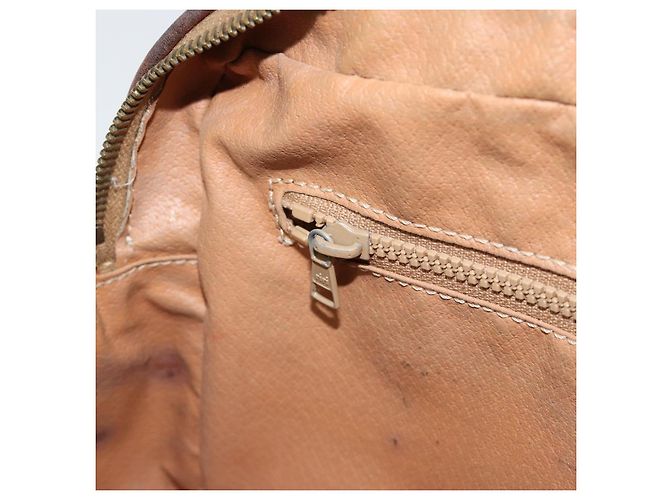 Céline Borsa a Spalla CELINE Macadam Canvas PVC Pelle Marrone Oro Auth 186814 D'oro - vista 22