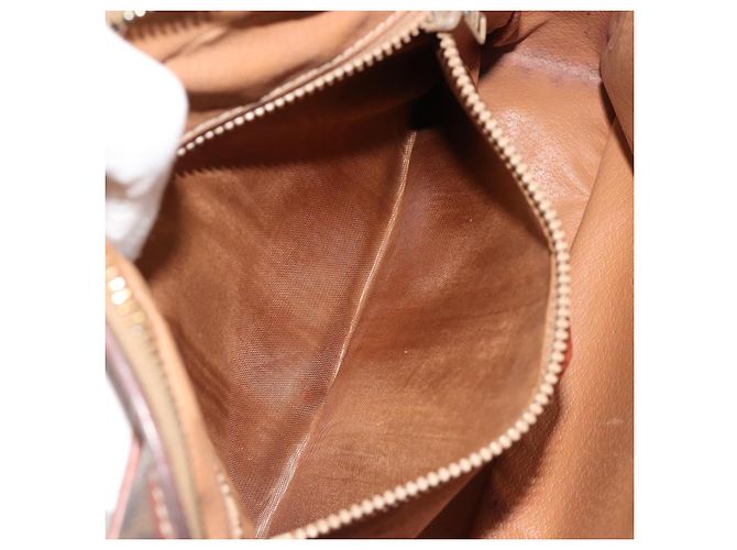 Céline Borsa a Spalla CELINE Macadam Canvas PVC Pelle Marrone Oro Auth 186814 D'oro - vista 23