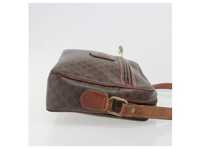 Céline Borsa a Spalla CELINE Macadam Canvas PVC Pelle Marrone Oro Auth 186814 D'oro - vista 3