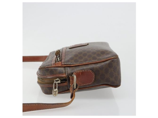 Céline Borsa a Spalla CELINE Macadam Canvas PVC Pelle Marrone Oro Auth 186814 D'oro - vista 4