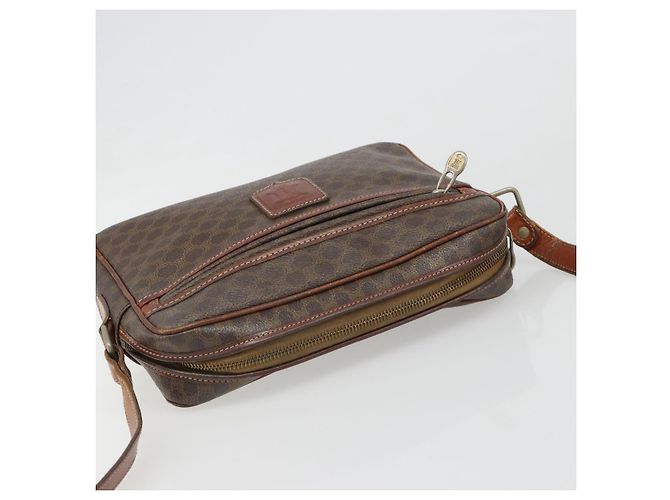 Céline Borsa a Spalla CELINE Macadam Canvas PVC Pelle Marrone Oro Auth 186814 D'oro - vista 6