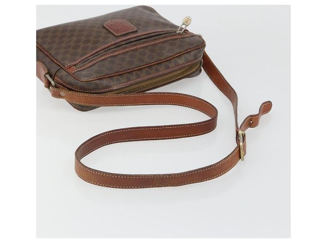 Céline Borsa a Spalla CELINE Macadam Canvas PVC Pelle Marrone Oro Auth 186814 D'oro - vista 7