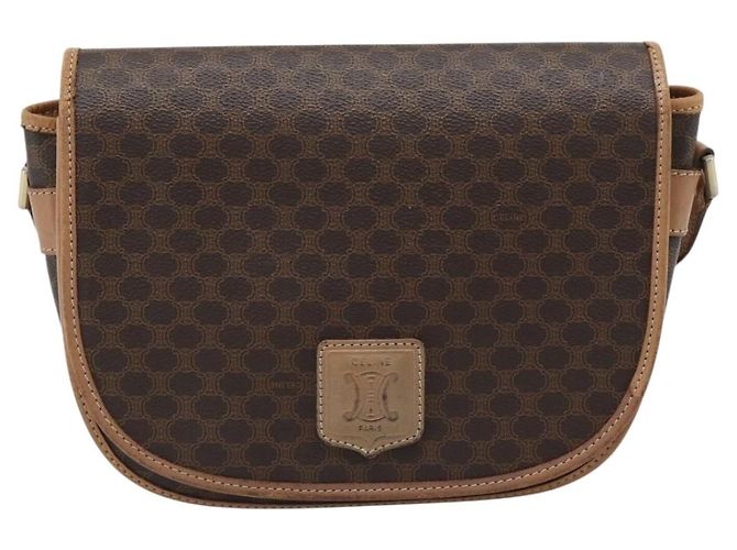 Céline Borsa a Spalla CELINE Macadam Canvas PVC Pelle Marrone Oro Auth BA13476 D'oro - vista 13