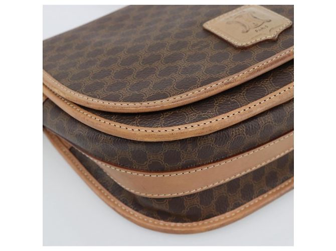 Céline Borsa a Spalla CELINE Macadam Canvas PVC Pelle Marrone Oro Auth BA13476 D'oro - vista 15