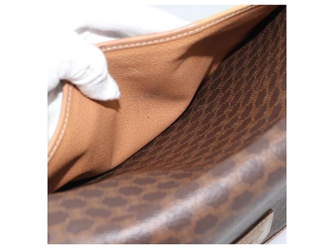 Céline Borsa a Spalla CELINE Macadam Canvas PVC Pelle Marrone Oro Auth BA13476 D'oro - vista 22