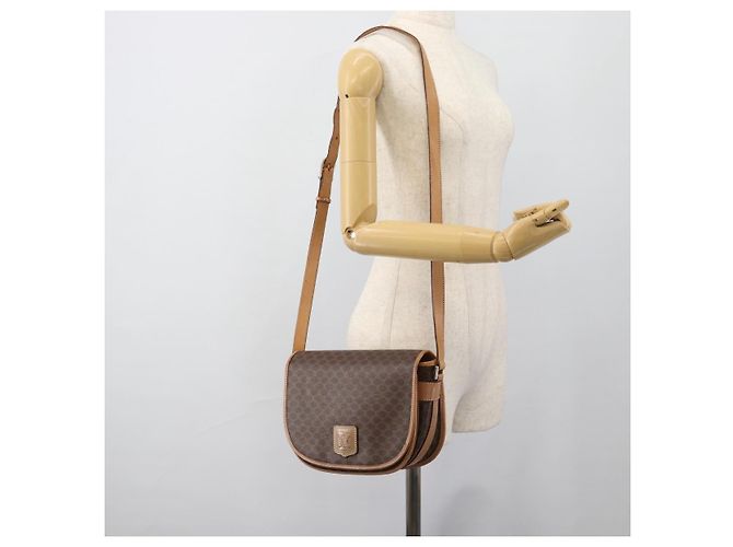 Céline Borsa a Spalla CELINE Macadam Canvas PVC Pelle Marrone Oro Auth BA13476 D'oro - vista 23