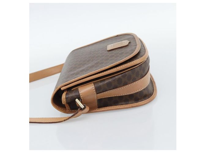 Céline Borsa a Spalla CELINE Macadam Canvas PVC Pelle Marrone Oro Auth BA13476 D'oro - vista 3