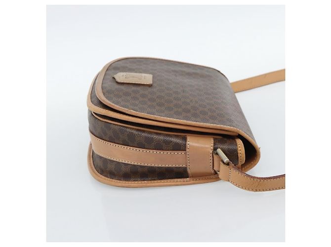 Céline Borsa a Spalla CELINE Macadam Canvas PVC Pelle Marrone Oro Auth BA13476 D'oro - vista 4