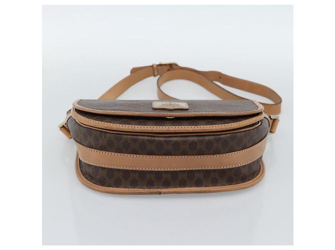 Céline Borsa a Spalla CELINE Macadam Canvas PVC Pelle Marrone Oro Auth BA13476 D'oro - vista 5