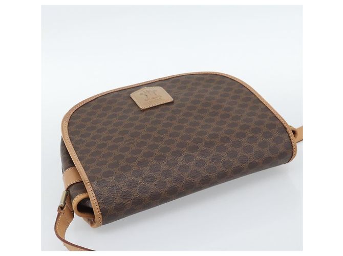Céline Borsa a Spalla CELINE Macadam Canvas PVC Pelle Marrone Oro Auth BA13476 D'oro - vista 6