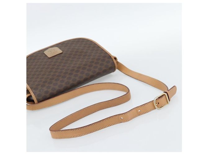Céline Borsa a Spalla CELINE Macadam Canvas PVC Pelle Marrone Oro Auth BA13476 D'oro - vista 7