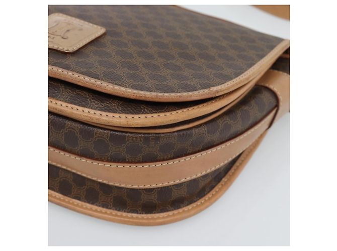 Céline Borsa a Spalla CELINE Macadam Canvas PVC Pelle Marrone Oro Auth BA13476 D'oro - vista 8