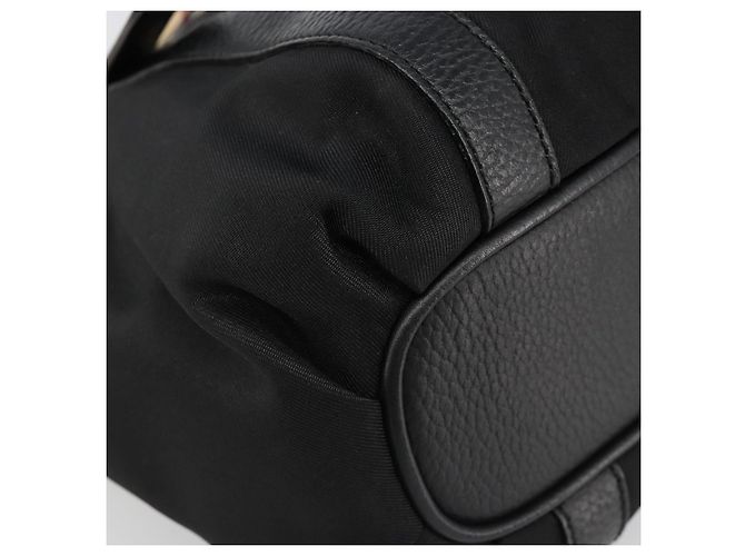 Borsa a mano BURBERRY Nova Check in nylon Beige Nero Argento Auth 187375A - vista 14