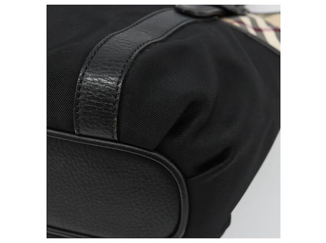 Borsa a mano BURBERRY Nova Check in nylon Beige Nero Argento Auth 187375A - vista 15