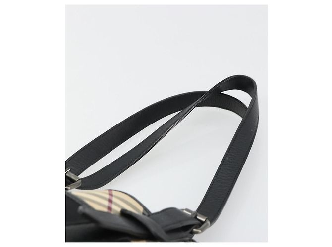 Borsa a mano BURBERRY Nova Check in nylon Beige Nero Argento Auth 187375A - vista 8