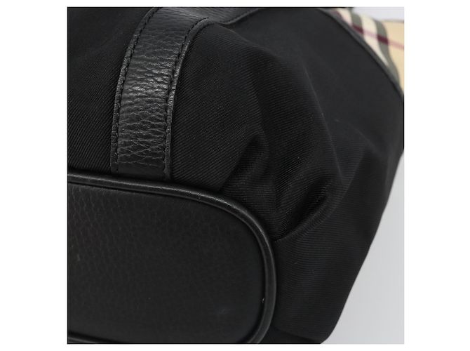 Borsa a mano BURBERRY Nova Check in nylon Beige Nero Argento Auth 187375A - vista 9