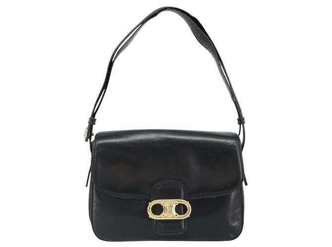 Céline CELINE Schultertasche aus Leder Schwarz Gold Authentisch 186015 Golden - Ansicht 13