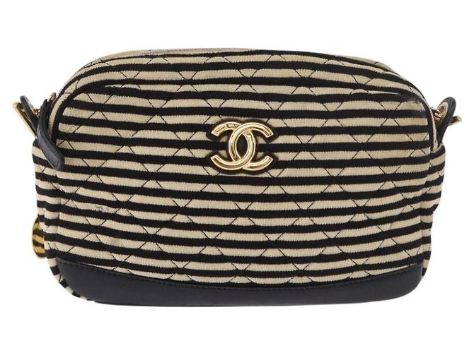 CHANEL Matelasse Chain Shoulder Bag Canvas Beige Gold CC Auth 185766 D'oro - vista 13