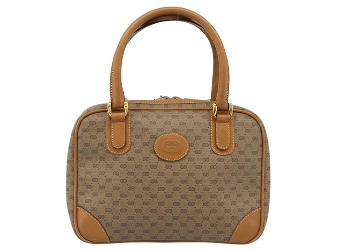 GUCCI Micro GG Supreme Hand Bag PVC Beige Gold 000 39 0030 Auth 186126 Golden - view 13
