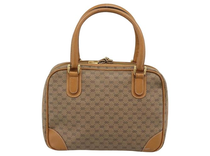 GUCCI Micro GG Supreme Hand Bag PVC Beige Gold 000 39 0030 Auth 186126 Golden - view 2
