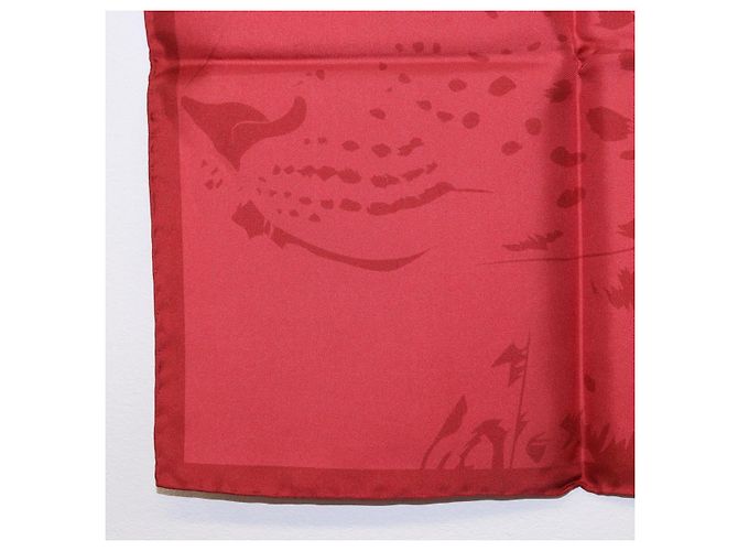 CARTIER Mini Scarf Leopard Silk Red Auth am11882M Rosso - vista 10