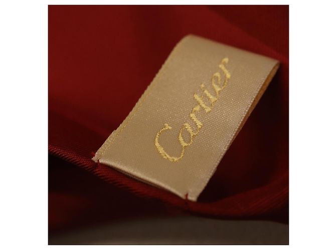 CARTIER Mini Scarf Leopard Silk Red Auth am11882M Rosso - vista 12