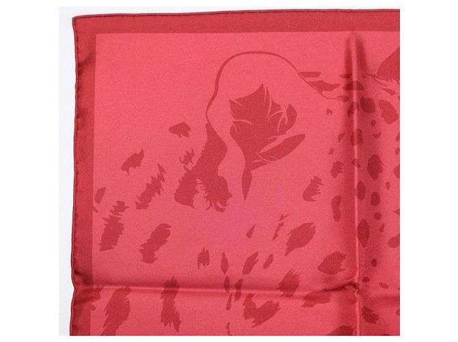 CARTIER Mini Scarf Leopard Silk Red Auth am11882M Rosso - vista 2