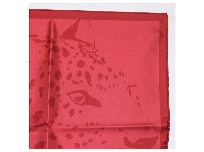 CARTIER Mini Scarf Leopard Silk Red Auth am11882M Rosso - vista 3