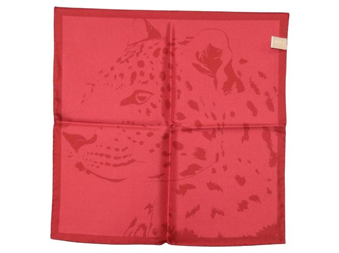 CARTIER Mini Scarf Leopard Silk Red Auth am11882M Rosso - vista 7