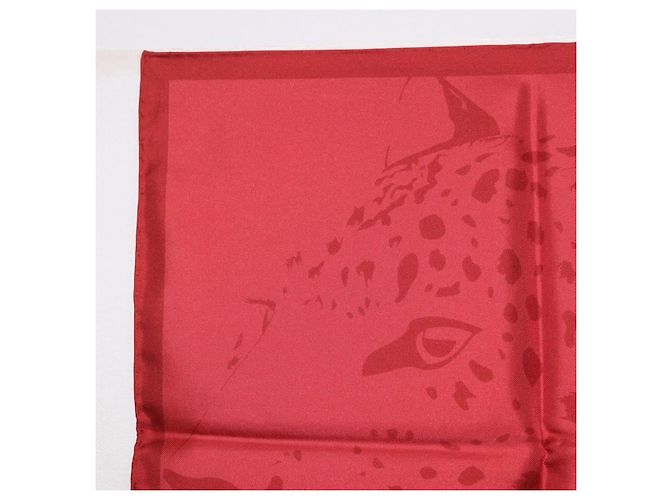 CARTIER Mini Scarf Leopard Silk Red Auth am11882M Rosso - vista 8