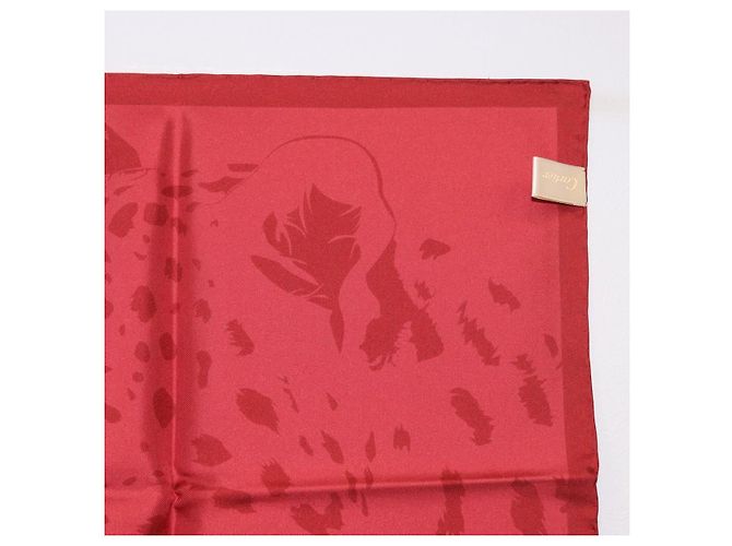 CARTIER Mini Scarf Leopard Silk Red Auth am11882M Rosso - vista 9