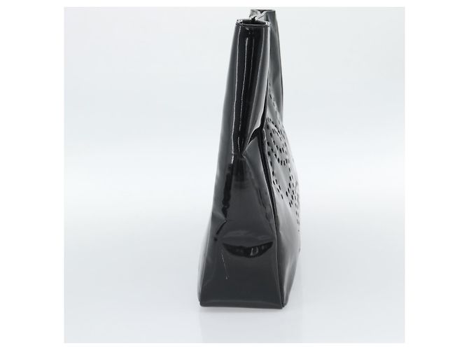 Borsa CHANEL in pelle vernice nera con CC argento Autentica 186129 Nero - vista 4