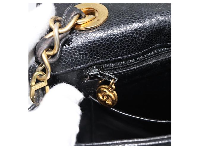 Borsa a Spalla CHANEL Chain Matelasse in Pelle Caviar Nera con CC Oro Autentica 186150V - vista 20
