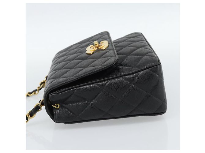 Borsa a Spalla CHANEL Chain Matelasse in Pelle Caviar Nera con CC Oro Autentica 186150V - vista 3