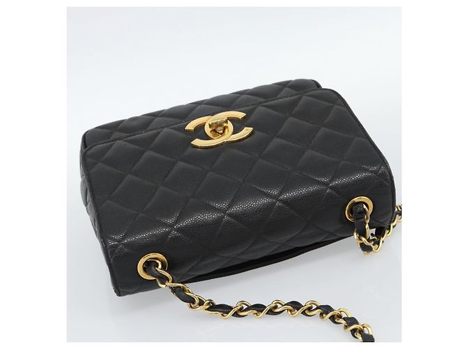 Borsa a Spalla CHANEL Chain Matelasse in Pelle Caviar Nera con CC Oro Autentica 186150V - vista 6