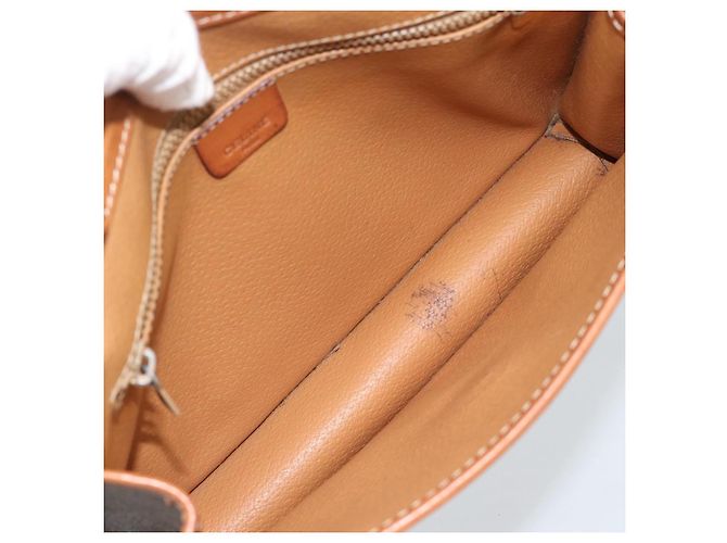 Céline CELINE Macadam Canvas Schultertasche PVC Leder Braun Gold Auth ka4803 Golden - Ansicht 10