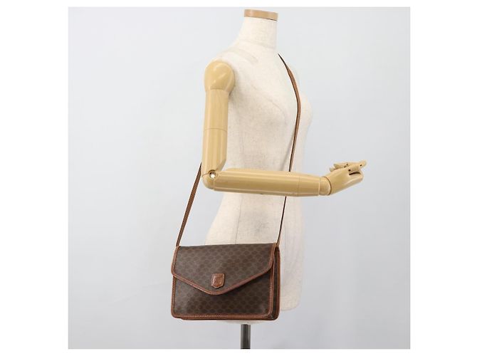 Céline CELINE Macadam Canvas Schultertasche PVC Leder Braun Gold Auth ka4803 Golden - Ansicht 23