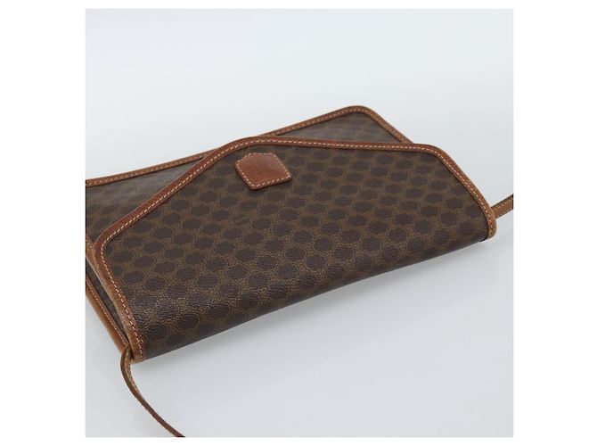 Céline CELINE Macadam Canvas Schultertasche PVC Leder Braun Gold Auth ka4803 Golden - Ansicht 6