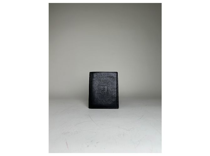 Edge Céline Vintage Celine Pebbled Leather Card Holder Black Gold - view 10