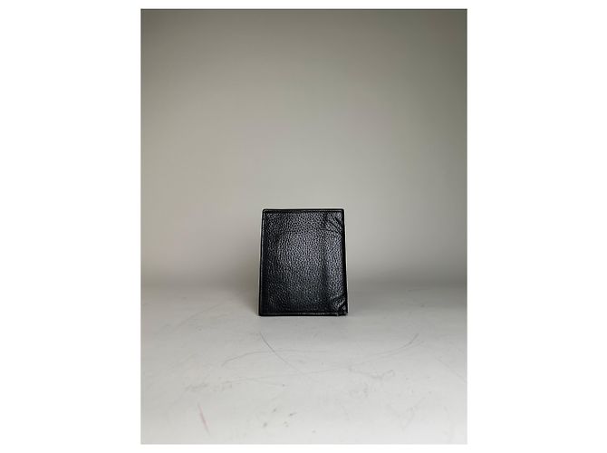 Edge Céline Vintage Celine Pebbled Leather Card Holder Black Gold - view 11